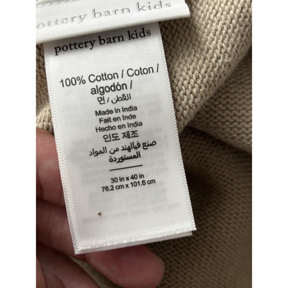 Pottery Barn Kids Baby Blanket. Cream/white Polka Dots Knit 0290 - Picture 4 of 4
